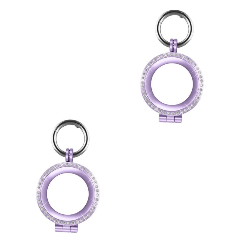 Air Tag Key Chain Holder Case 2 Pcs Metal Cover Light Purple 9X4X0.5CM - Image 2