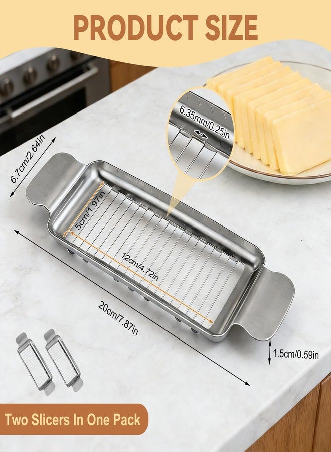 FRICHOM 2 Pcs Butter & Cheese Slicer Cutter for Butter Squares and Block Cheese, Ergonomic Handheld Stainless Steel Wire Slicer for Cutting Butter and Soft Food - Image 3