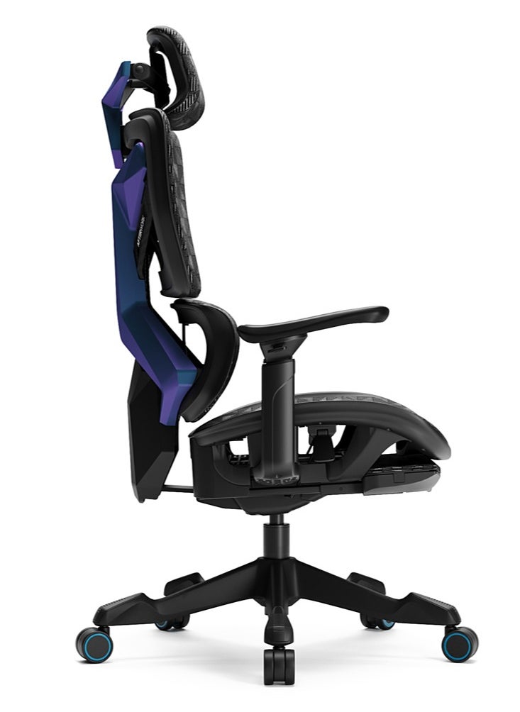AFTERWORK - Xyrion Super Ergonomic Gaming Chair with Footrest - 3D Adjustable Headrest, Adaptive Backrest, 4-Position Tilt Lock, Breathable Mesh, and Silent Castors - Black & Blue - Image 1