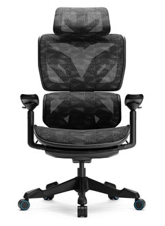 AFTERWORK Xyrion Super Ergonomic Gaming Chair with Footrest - 3D Adjustable Headrest, Adaptive Backrest, 4-Position Tilt Lock, Breathable Mesh, and Silent Castors - Black & Blue  - Image 5