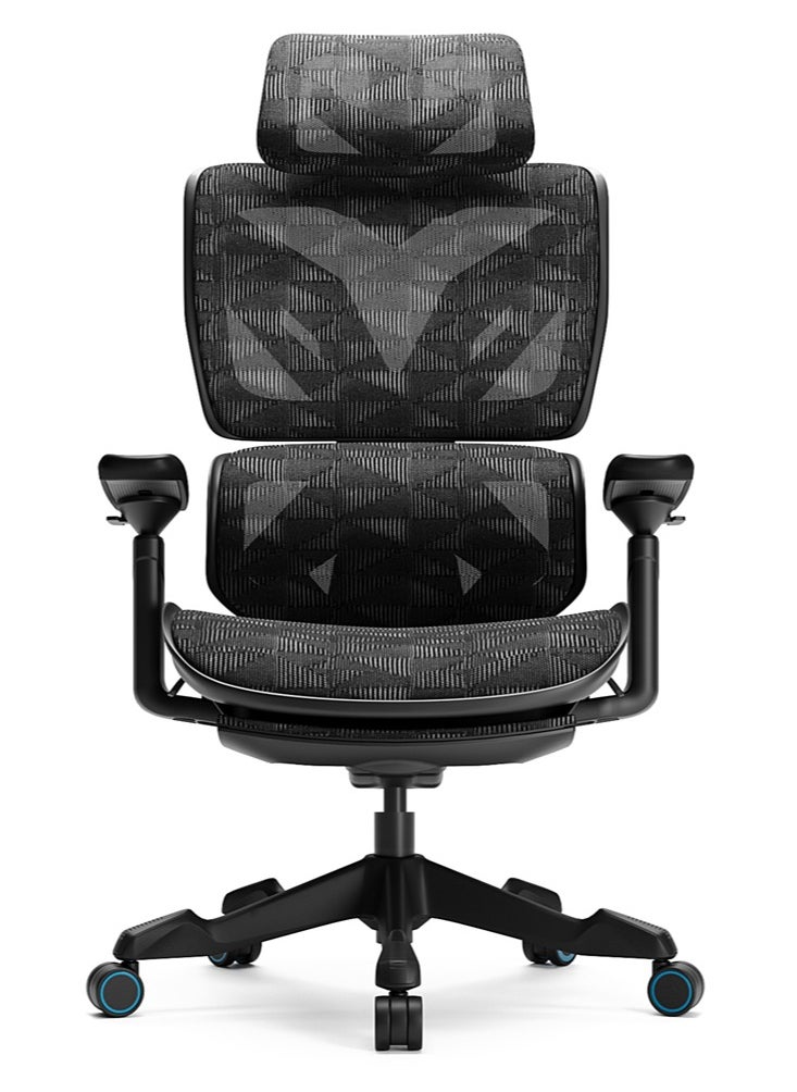 AFTERWORK - Xyrion Super Ergonomic Gaming Chair with Footrest - 3D Adjustable Headrest, Adaptive Backrest, 4-Position Tilt Lock, Breathable Mesh, and Silent Castors - Black & Blue - Image 1