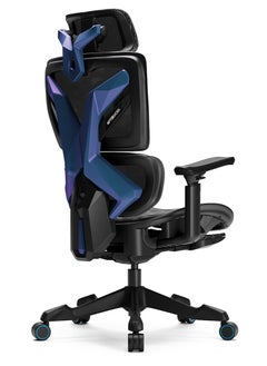 AFTERWORK Xyrion Super Ergonomic Gaming Chair with Footrest - 3D Adjustable Headrest, Adaptive Backrest, 4-Position Tilt Lock, Breathable Mesh, and Silent Castors - Black & Blue  - Image 2