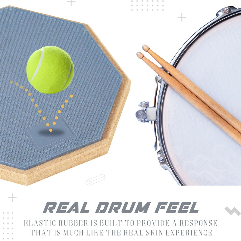 Maasechs 8 Pieces Drum Practice Pad and Sticks Set 12 Inch, 8 Inch Double Sided Silent Snare Drum Pads with 2 Pairs 5a Drum Sticks for Drum Realistic Practice Drumming(Grey) - Image 5