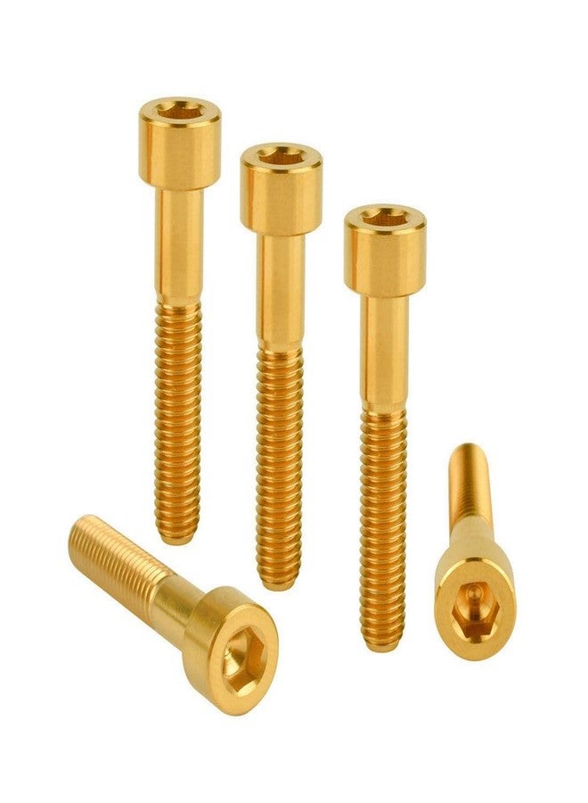 مسامير تيتانيوم VAMUOEFL M6x35mm برأس سداسي ألين لغطاء جذع سماعة الدراجة، 5 قطع ذهبية - Image 1