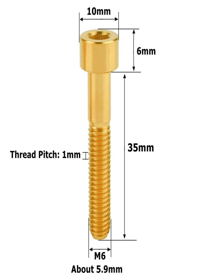 مسامير تيتانيوم VAMUOEFL M6x35mm برأس سداسي ألين لغطاء جذع سماعة الدراجة، 5 قطع ذهبية - Image 3