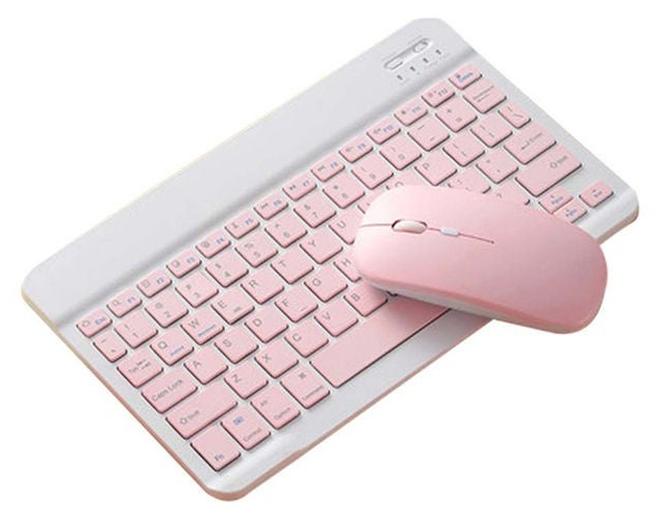 URBBKING Wireless Bluetooth Three System Universal Mobilephone and Tablet Keyboard with Mouse Set - English Pink - Image 1