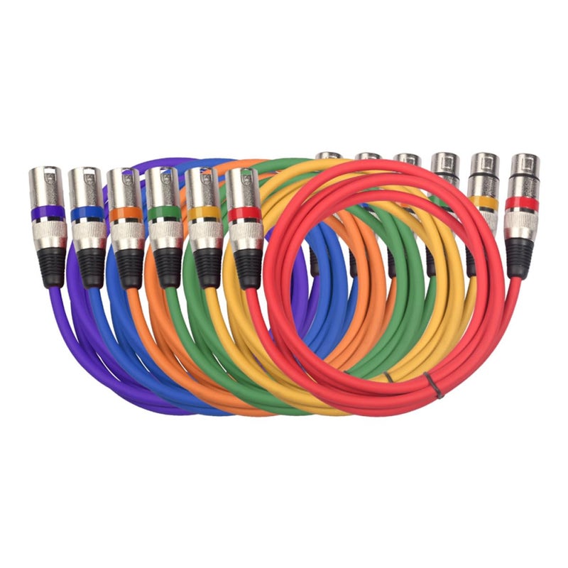 6PCS Colored XLR Male to Female Audio Extension Cables with Silver Plated Pins - Image 1