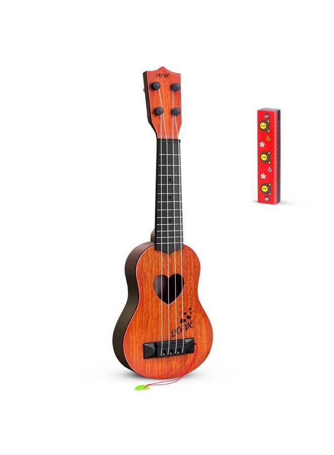 Hhobby Stars Kids Guitar Musical Toy Ukulele Classical Instrument(Brown)With Extra Harmonica 16 Holes  - Image 2