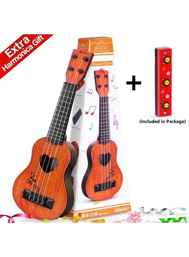 Hhobby Stars Kids Guitar Musical Toy Ukulele Classical Instrument(Brown)With Extra Harmonica 16 Holes  - Image 3