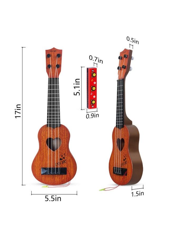 Hhobby Stars Kids Guitar Musical Toy Ukulele Classical Instrument(Brown)With Extra Harmonica 16 Holes  - Image 5