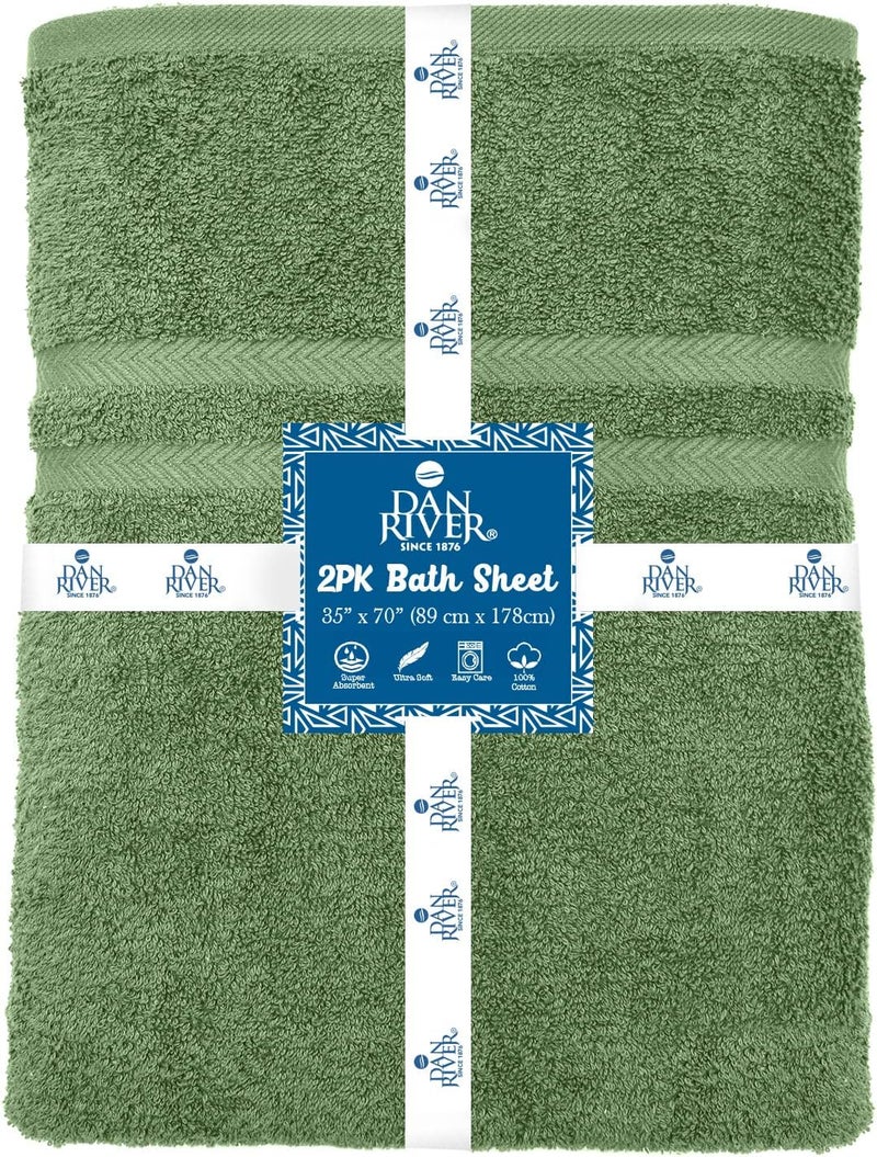 DAN RIVER 2 Pack Luxury Bath Sheets 35x70, 600 GSM, Soft & Quick Dry 100% Ring Spun Cotton Towels Ideal for Hotels, Spas, Gyms & Salons Extra Large, Sage Green - Image 2