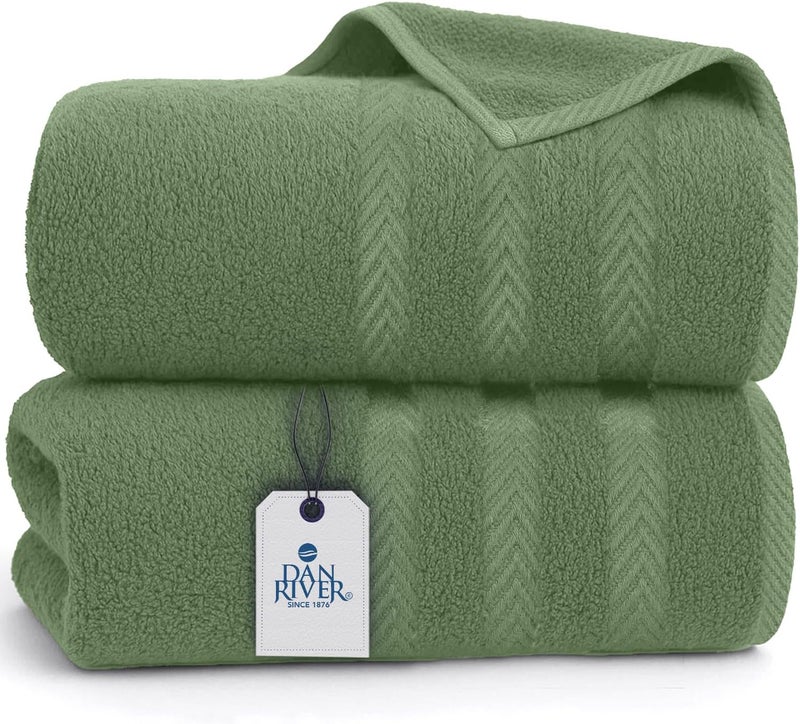DAN RIVER 2 Pack Luxury Bath Sheets 35x70, 600 GSM, Soft & Quick Dry 100% Ring Spun Cotton Towels Ideal for Hotels, Spas, Gyms & Salons Extra Large, Sage Green - Image 1