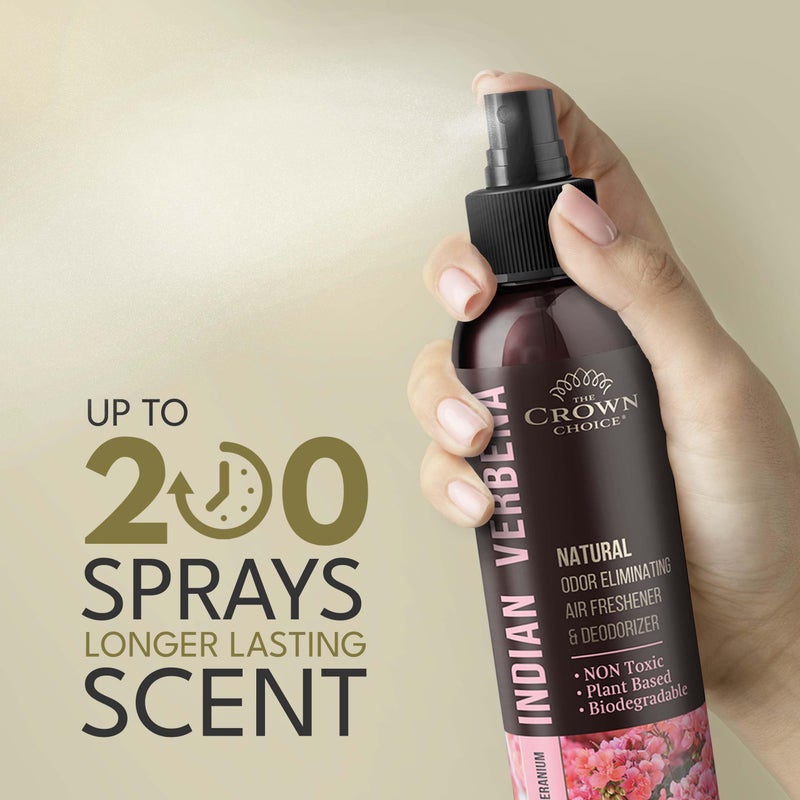 The Crown Choice رذاذ معطر هواء طبيعي - مزيل روائح الجيرانيوم والليمون العشبي - رذاذ مزيل الروائح غير السام بزيوت أساسية للمنزل، الحمام، الغرفة، الصالة، الغسيل، الخزانة، القماش؛ آمن للأطفال والحيوانات الأليفة - عبوتان 4 أونصات لكل منهما - Image 5