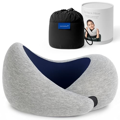OSTRICH PILLOW Ostrichpillow Go Neck Pillow, Travel Pillows for Airplanes, Premium Memory Foam Travel Pillow, 360º Ergonomic Design, Asymmetrical Sides, Travel Bag Included, Washable Modal Cover - Image 1