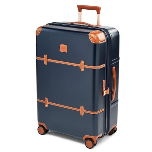 Bric's Brics Bellagio 30 Spinner Trunk Luxury Hardshell Check In Luggage with Large Wheels Telescopic Handle Leather Detailing Expandable Rolling Suitcase 27 Blue - Image 1