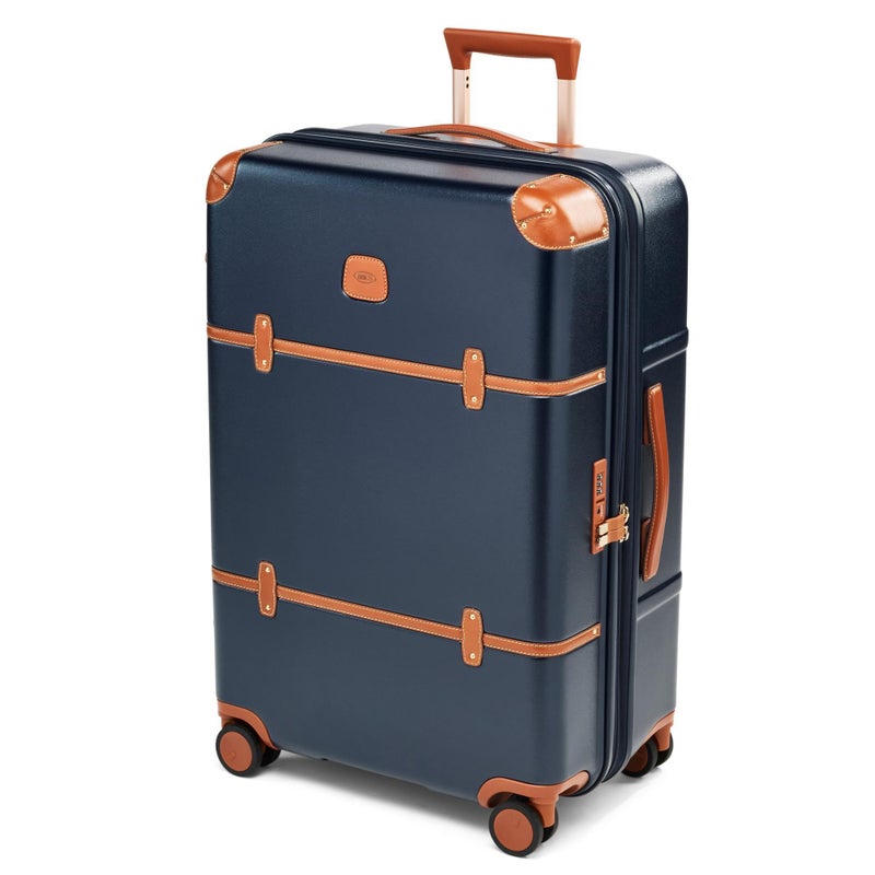 Bric's Brics Bellagio 30 Spinner Trunk Luxury Hardshell Check In Luggage with Large Wheels Telescopic Handle Leather Detailing Expandable Rolling Suitcase 27 Blue - Image 2