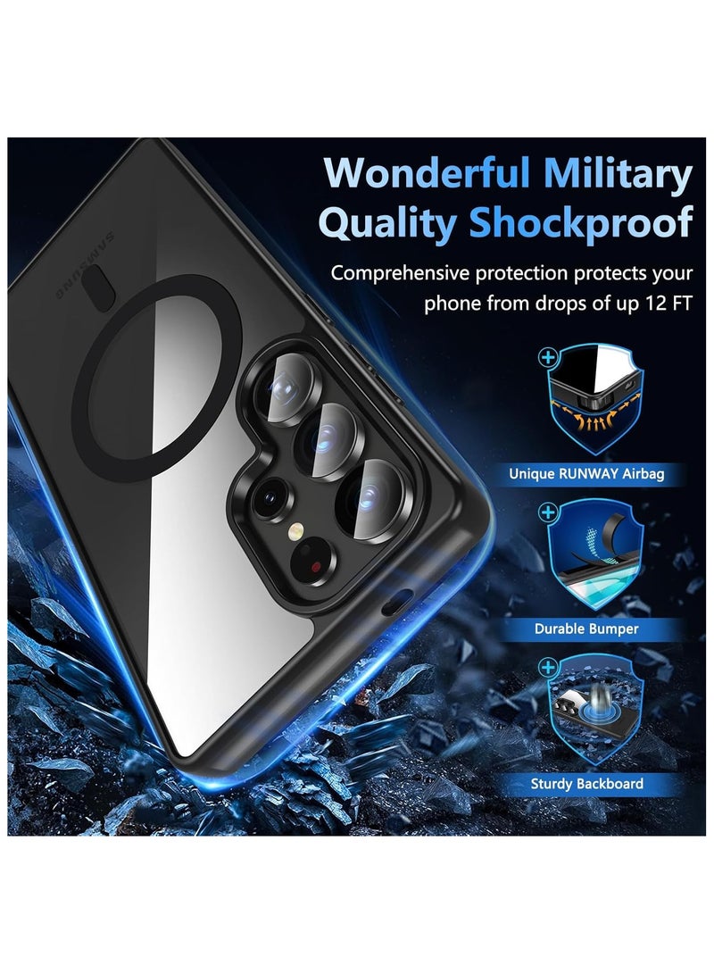 Denx Magnetic Clear Case for Samsung Galaxy S25 Ultra [Compatible with MagSafe] , Slim Clear Bumper Back Cover for Samsung S25 Ultra (Black) - Image 4