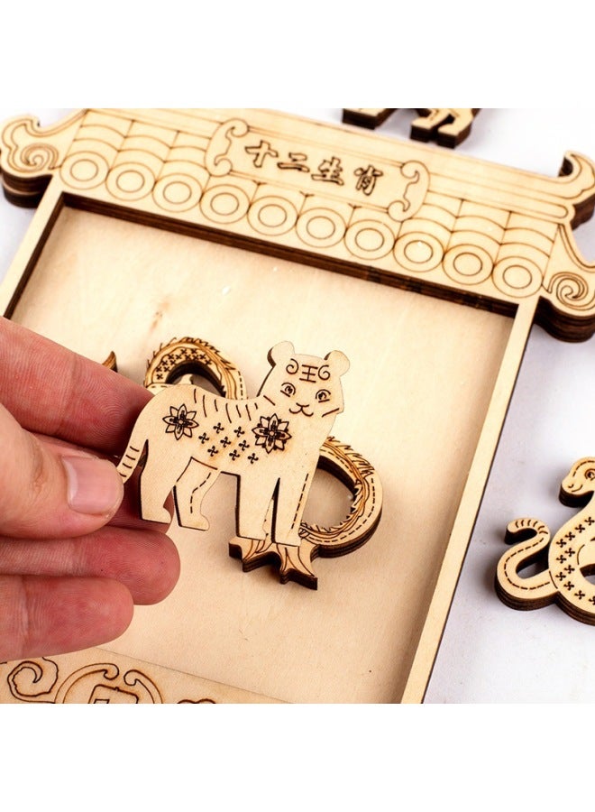 Zodiac Puzzle Ins A Generation Of Wooden Three-dimensional Puzzle Best Selling-Color:Zodiac - Image 5