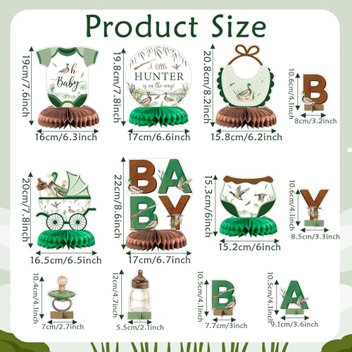 ANGOLIO Duck Hunting Baby Shower Honeycomb Centerpieces 12Pcs Spring Mallard Duck party table Centerpieces Green Hunting Animals Themed Birthday Party Decorations for Kids Baby Shower Supplies - Image 5