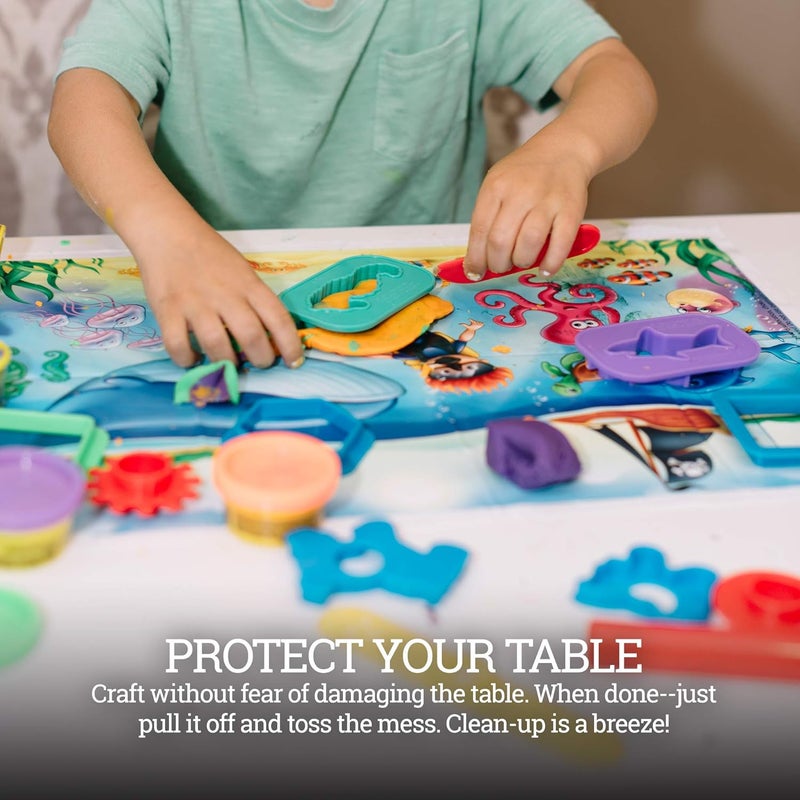 HomeWorthy 60 Pack Disposable Placemats for Baby, 3 Design Pack Baby Eating Mat, 12" x 18" Sticky Kids Placemat, Toddler Place mat for Restaurants, Plastic Kids Placemats for Dining Table - Image 5