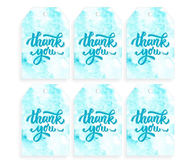 SVM CRAFT SVM CRAFT Thank You Tags with StringThank You Printed Gift Tag or Paper Bags Sky Blue Pack of 50 TagsPerfect for Wedding Favors Baby Shower Bridal Shower Birthday or Special Event 