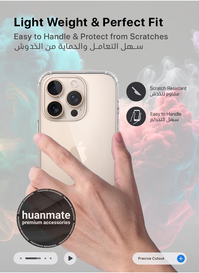 3 in 1 Apple iPhone 16 Pro Protection Pack - Ultra Clear Shockproof Case, Anti-Peeping Privacy Glass Screen Protector & Camera Lens Protector, 360’ Protection, Easy Installation