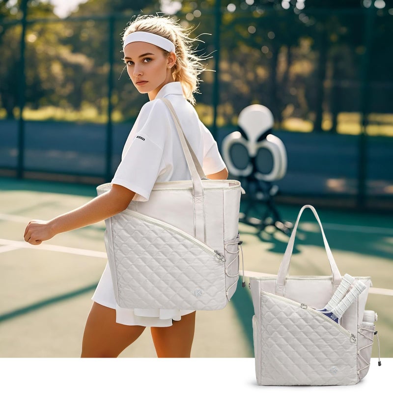 KAVIGOR Pickleball Tote Bag for Women with Fence Hook, Quilted Pickleball Bag Holds 3-4 Paddles with Shoe Compartment & Wet Pocket - Image 2