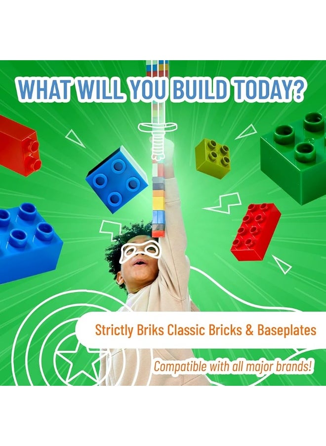 Strictly Briks Strictly Briks Toy Building Block - Classic Baseplates 10" x 10" Brik Tower for Ages 3 Years and Up, 6 Baseplates & 50 Stackers in Blue Green & Gray, 56 Pc  - Image 2