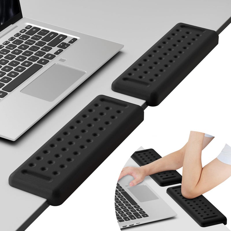 Leolee L-Shaped Desk Elbow Pads for Desk, Black Memory Foam Arm Rest for Desk with Non-Slip Base, Ergonomic Desk Edge Cushion, Wrist Rest for Computer Keyboard, Typing, Office, Home (2 Piece) - Image 1