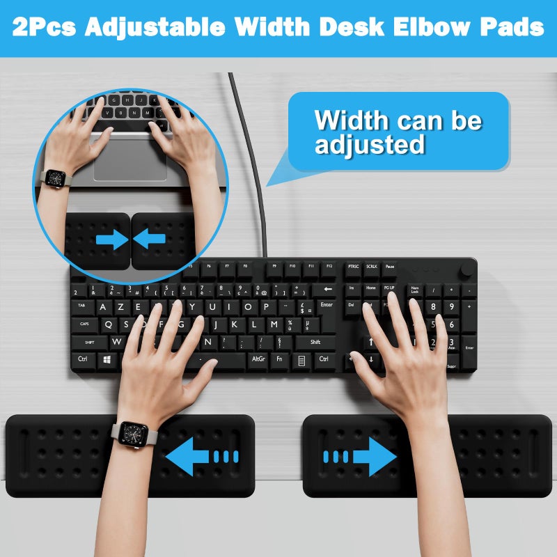 Leolee L-Shaped Desk Elbow Pads for Desk, Black Memory Foam Arm Rest for Desk with Non-Slip Base, Ergonomic Desk Edge Cushion, Wrist Rest for Computer Keyboard, Typing, Office, Home (2 Piece) - Image 5