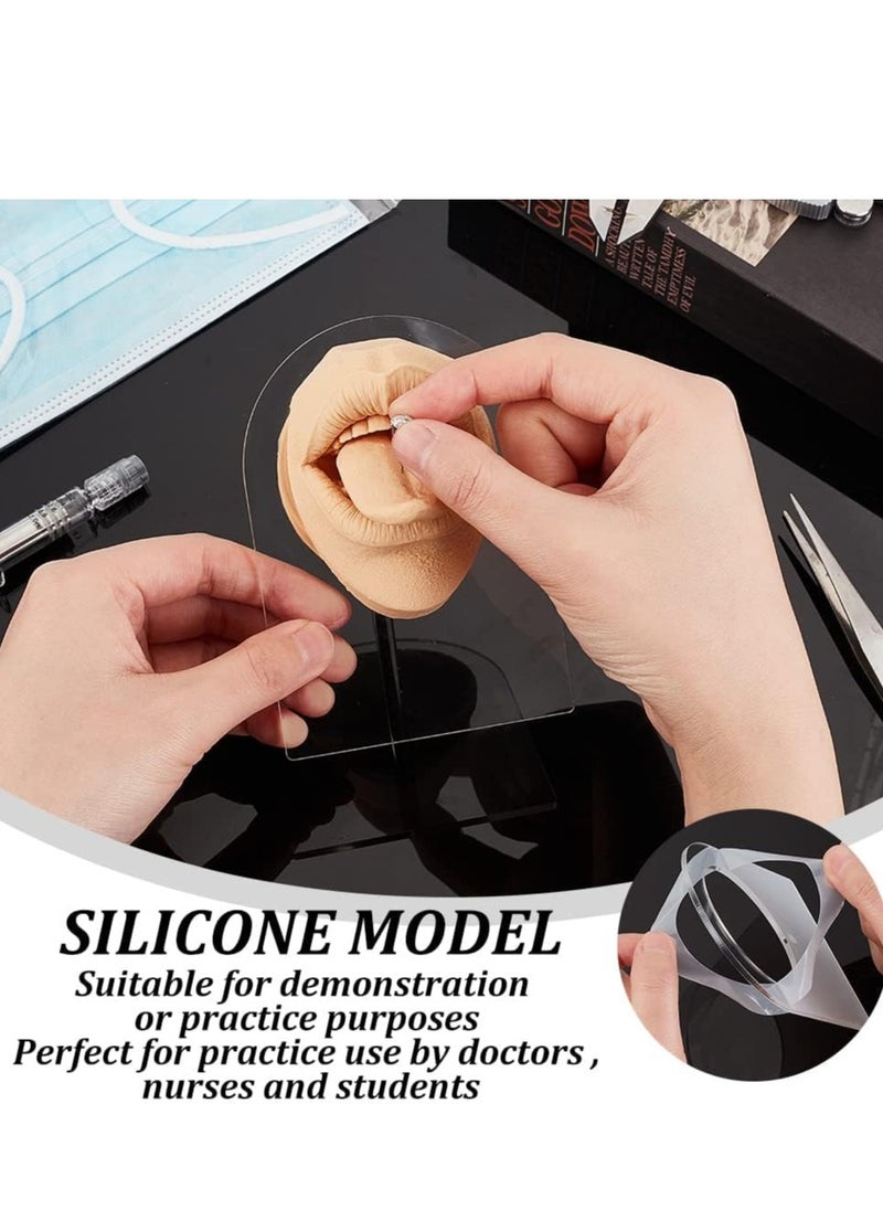 KASTWAVE - Silicone Tongue Mouth Model, Flexible Model Body Part Display with Acrylic Stand Lifelike Human Model Simulation for Jewelry Display Teaching Tool Earrings Practice (Skin Color) - Image 1