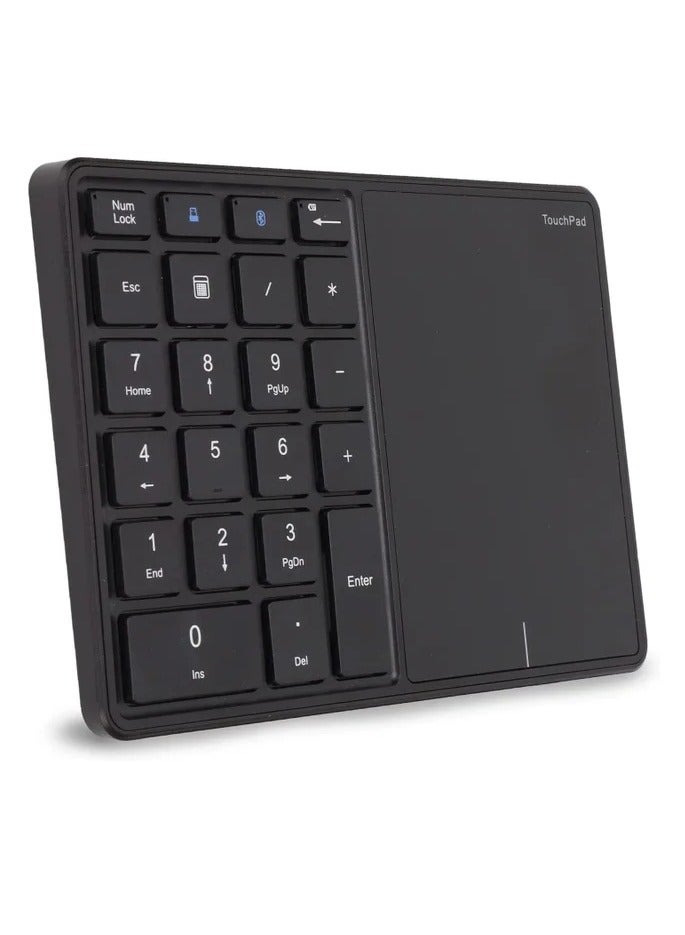 2.4G Wireless Numeric Keypad with Touchpad, 22 Keys Portable Bluetooth Number Pad, Financial Accounting USB C Rechargeable Number KeyboardBlack - Image 1