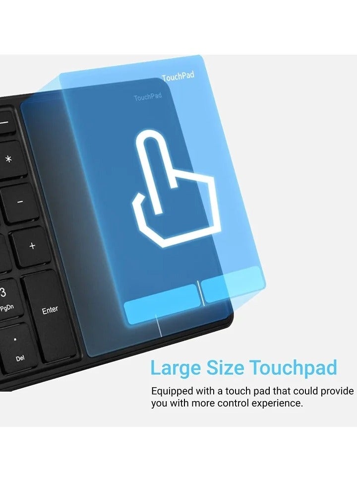 2.4G Wireless Numeric Keypad with Touchpad, 22 Keys Portable Bluetooth Number Pad, Financial Accounting USB C Rechargeable Number KeyboardBlack - Image 4