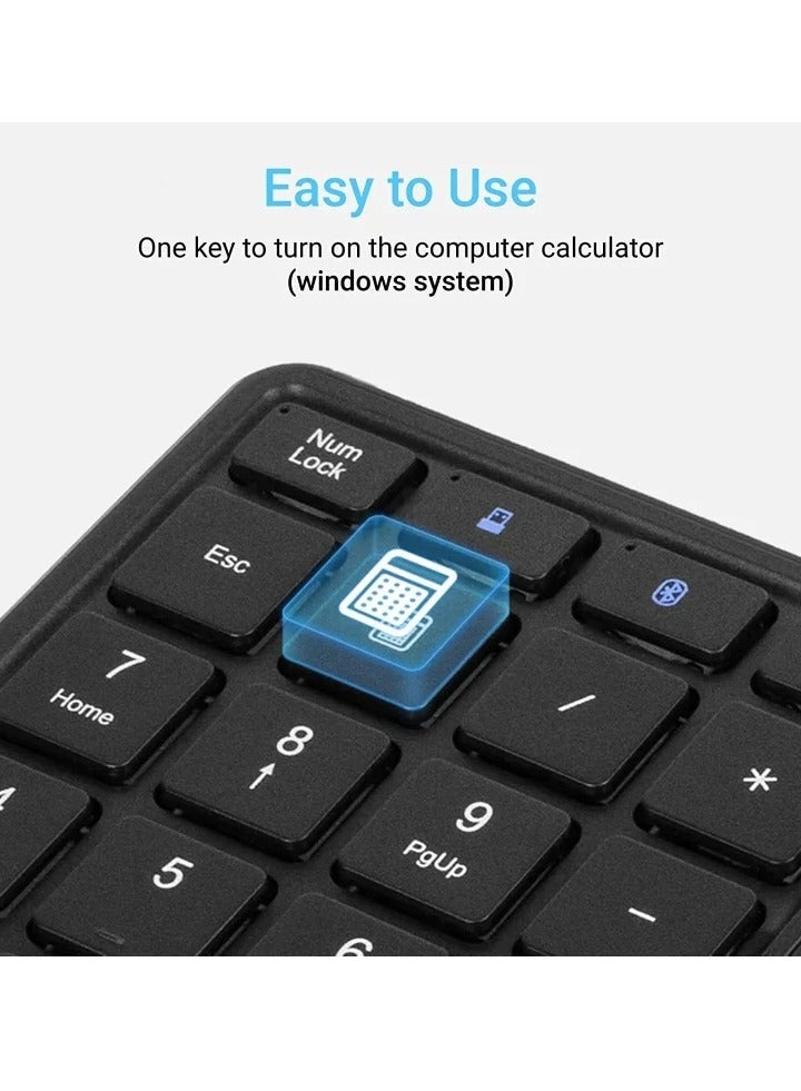 2.4G Wireless Numeric Keypad with Touchpad, 22 Keys Portable Bluetooth Number Pad, Financial Accounting USB C Rechargeable Number KeyboardBlack - Image 3