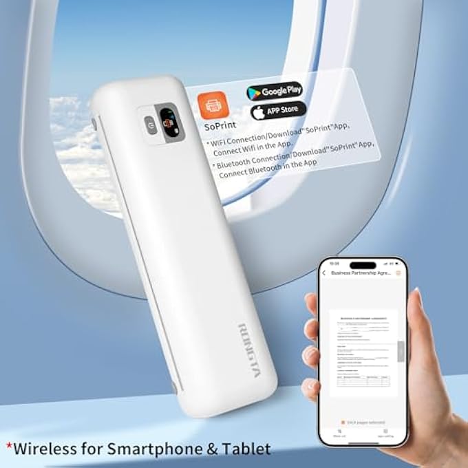 PORTABLE PRINTERS WIRELESS FOR TRAVEL, WIFI & BLUETOOTH MOBILE THERMAL INKLESS PRINTER FOR SCHOOL/OFFICE/HOME USE, COMPATIBLE WITH ANDROID,IOS & LAPTOP (F82) - Image 3