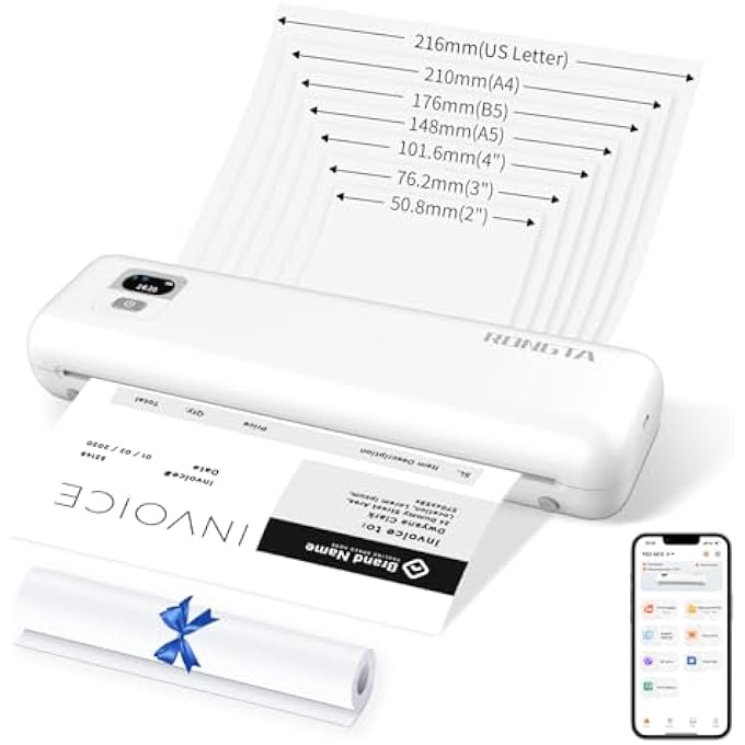 PORTABLE PRINTERS WIRELESS FOR TRAVEL, WIFI & BLUETOOTH MOBILE THERMAL INKLESS PRINTER FOR SCHOOL/OFFICE/HOME USE, COMPATIBLE WITH ANDROID,IOS & LAPTOP (F82) - Image 1