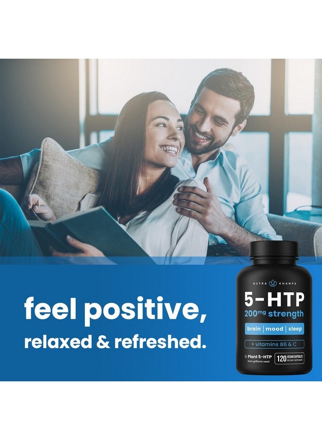 NutraChamps NutraChamps 5-HTP 200mg, 120 Vegan Capsules, Pure 5HTP 100mg Plus Co-Factors Vitamin B6 & Vitamin C - Image 5