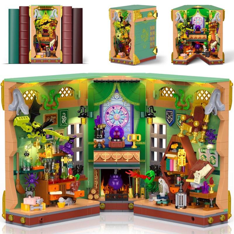 OKKIDY Magic Potion Book Nook Building Set with Light DIY Booknook Building Block kit for Home Decor Bookshelf 1033 PCS Miniature Bookend House Building Brick Toy Gift for Adult Kids Boy Girl Age 8 - Image 3