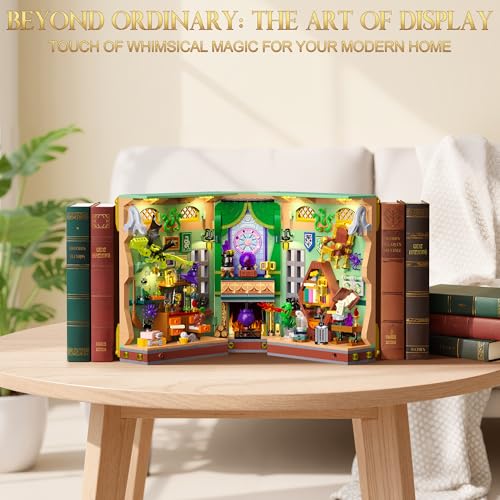 OKKIDY Magic Potion Book Nook Building Set with Light DIY Booknook Building Block kit for Home Decor Bookshelf 1033 PCS Miniature Bookend House Building Brick Toy Gift for Adult Kids Boy Girl Age 8 - Image 5