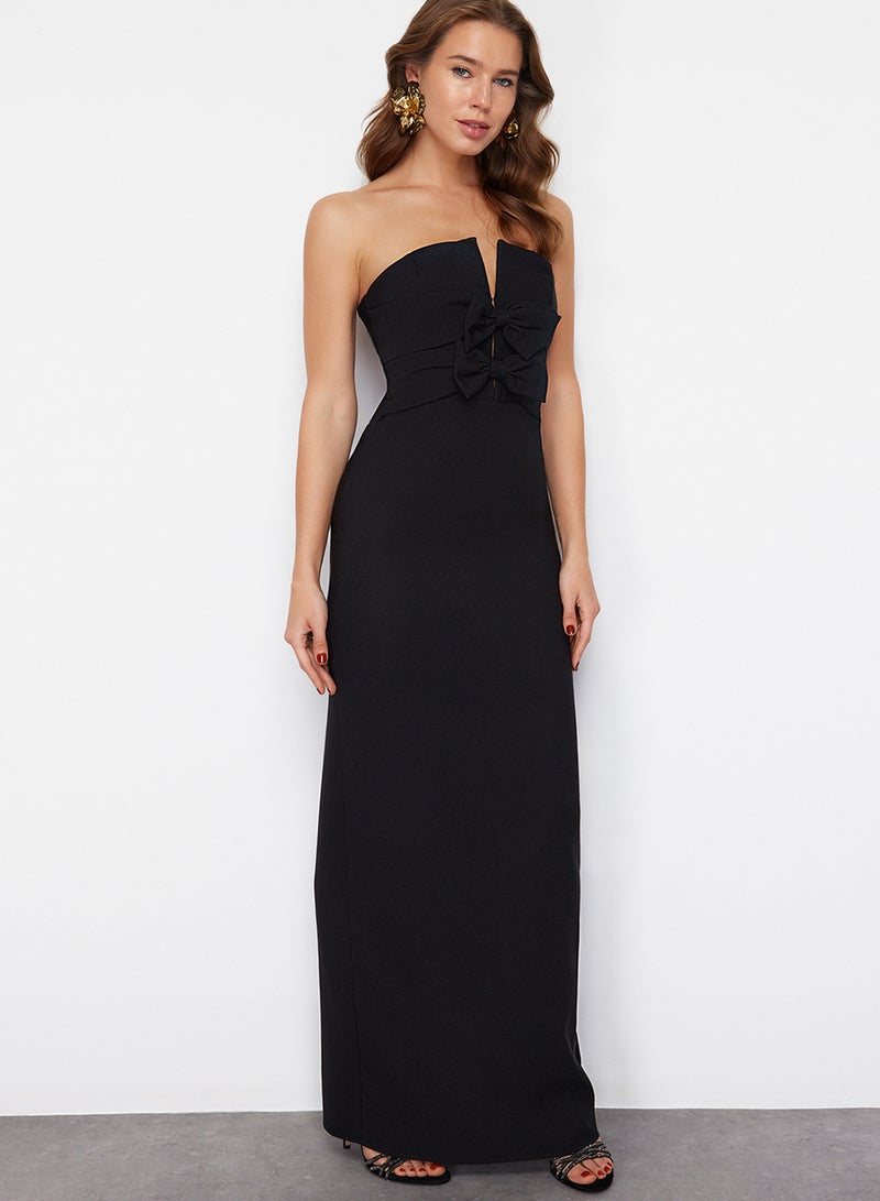 trendyol Black Woven Stylish Evening Dress & Graduation Gown Tprss24Ae00073 - Image 2