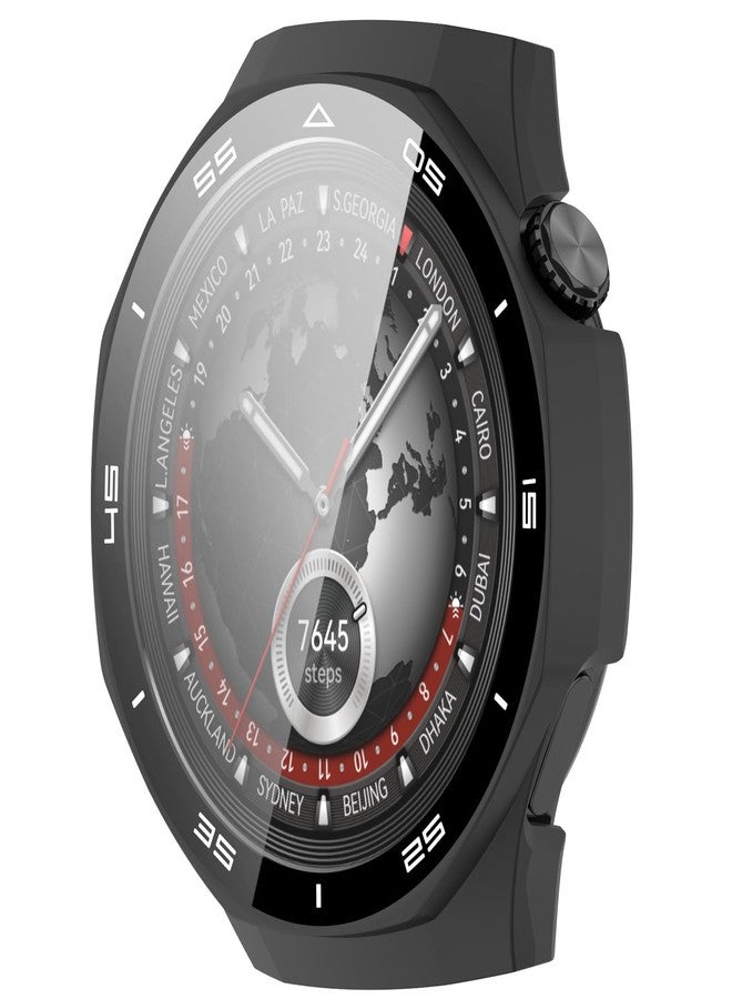 AWADUO Compatible with Huawei Watch GT5 Pro 46mm Smartwatch Full Coverage PC Protective Case Cover with Tempered Glass Touchable Screen Protector Smartwatch Accessories(Black) - Image 2