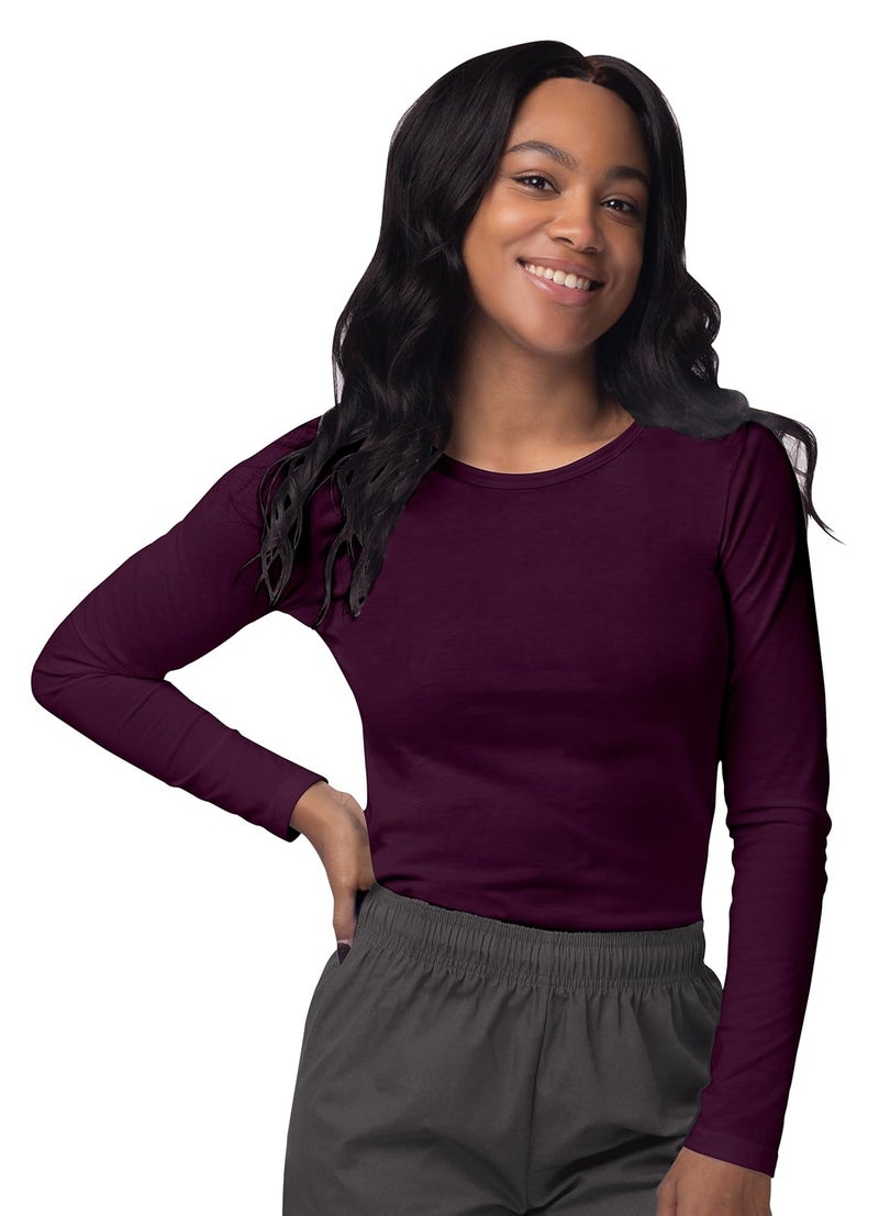 Sivvan Scrubs for Women - Long Sleeve Comfort Underscrub Tee - S8500 - Eggplant - L - Image 1
