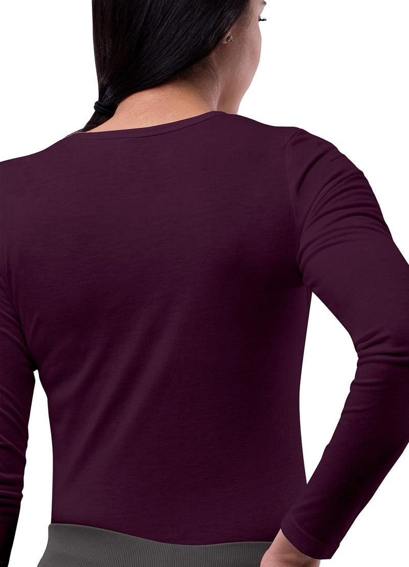 Sivvan Scrubs for Women - Long Sleeve Comfort Underscrub Tee - S8500 - Eggplant - L - Image 2