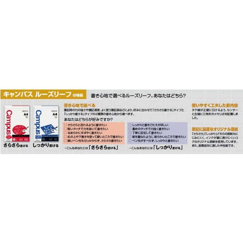 Kokuyo Campus Loose Leaf Paper for Binders, Sarasara Smooth Writing, B5, A 7mm Ruled, 26 Holes, 31 Lines, 100 Sheets, pH Neutral, Bleed Resistant, 75gsm, Japan Import (NO-836A) - Image 4