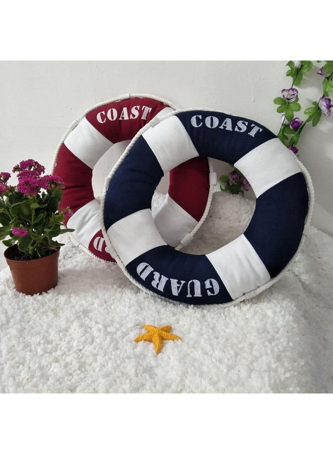 Fish Shaped Cotton and Linen Pillow Nautical Theme Cushions Lifebuoy Sailboat, Anchor, Rope Heart, Pentagram Mediterranean Style Nursery Stuffed Animal Pillow Coastal Throw Pillows (Lifebuoy 1) - Image 5