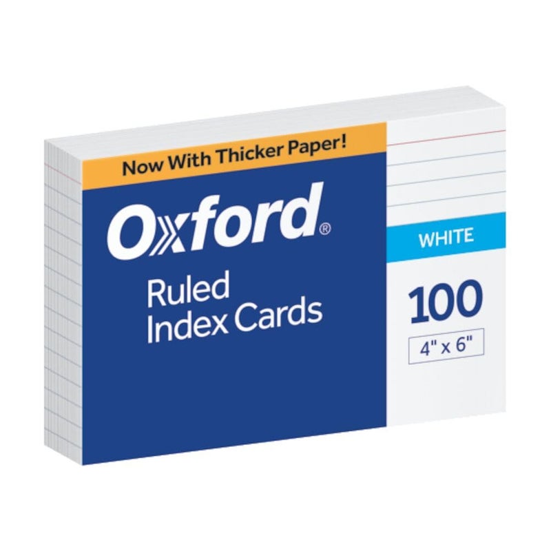 Oxford 4" x 6" Ruled White Index Cards, 100/Pack - Image 1