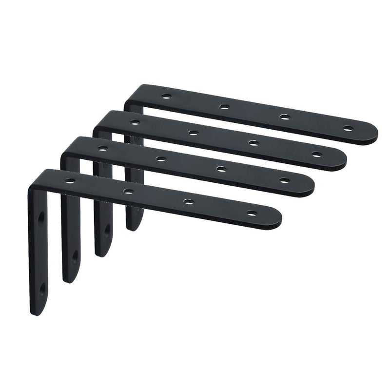 Alise 4mm Thick Floating Shelf BracketsBlack Bracket for ShelvesHeavy Duty L Bracket Corner Brace Joint Angle Bracket for Walls6x4 InchPack of 4