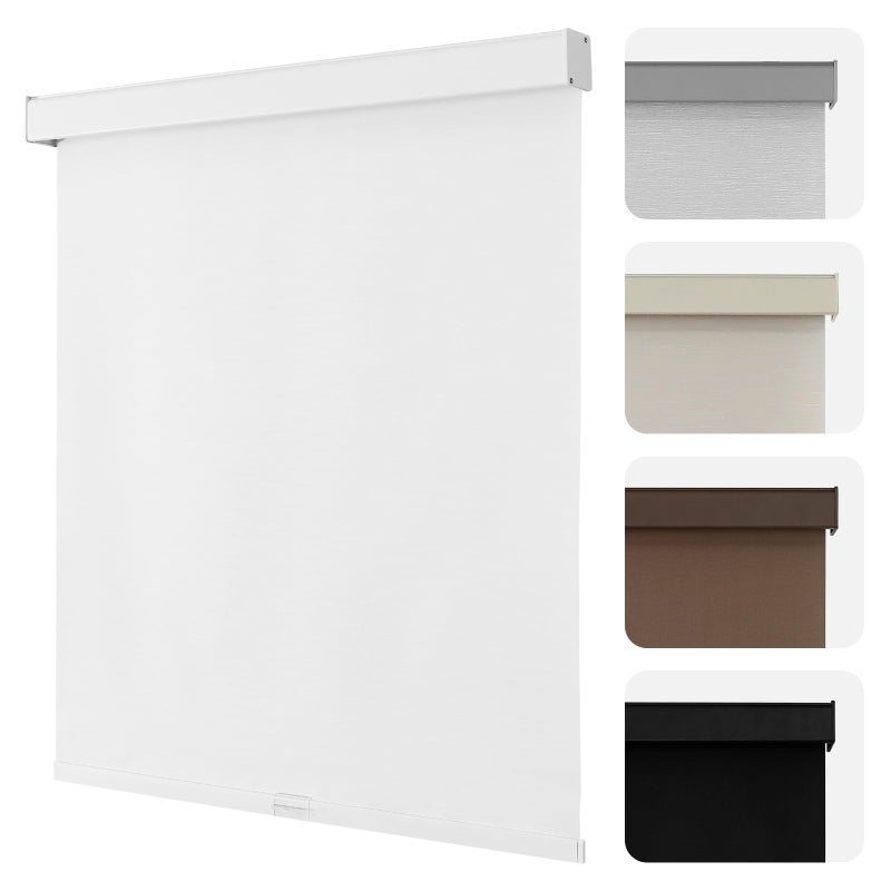 Joydeco 100 Blackout Roller Shades Cordless Blinds for Windows FreeStop Shades UV Protection Natural Woven Blinds for Home and Office LightProof Aluminum Cover 34 W x 75 H White - Image 2