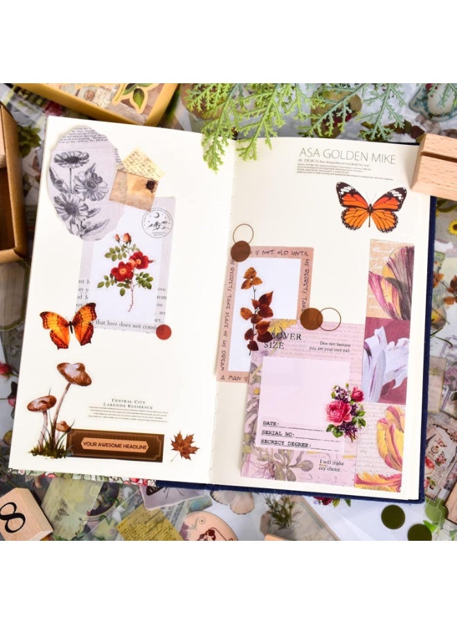 510PCS Plants Floral Scrapbook Stickers Kit Vintage Flowers Butterfly Mushroom Fall Maple Leaves Transparent Waterproof Stickers Set for Scrapbooking Supplies Aesthetic Junk JournalCraft - Image 5