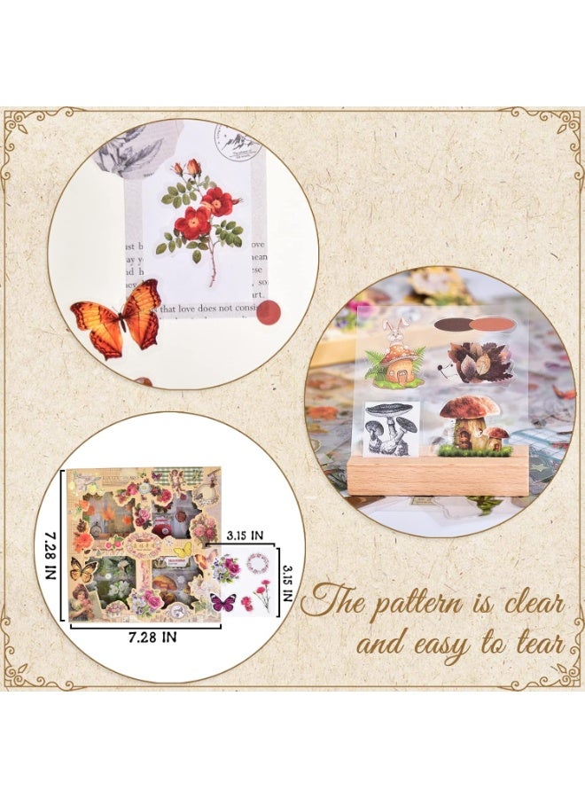 510PCS Plants Floral Scrapbook Stickers Kit Vintage Flowers Butterfly Mushroom Fall Maple Leaves Transparent Waterproof Stickers Set for Scrapbooking Supplies Aesthetic Junk JournalCraft - Image 4